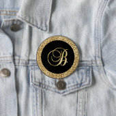 Monogram B elegant gouden schrift Ronde Button 7,6 Cm (In situ)