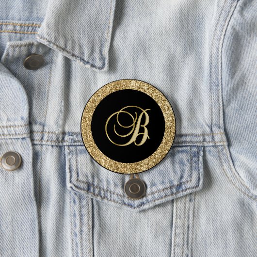 Monogram B elegant gouden schrift Ronde Button 7,6 Cm (In situ)