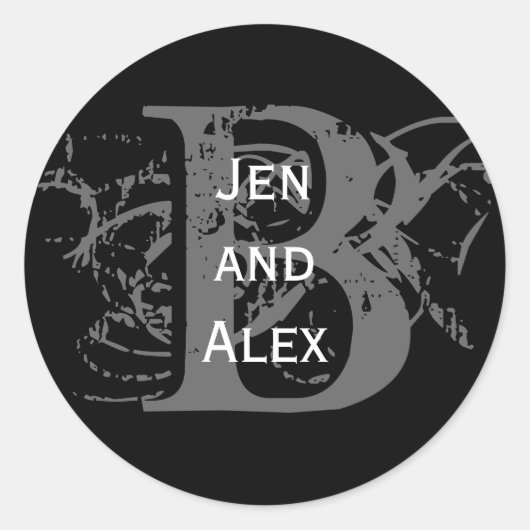 Monogram B en Namen Zwart sticker (Voorkant)