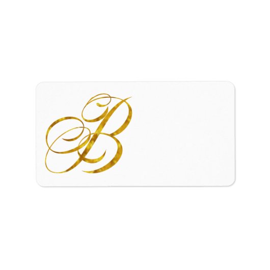 Monogram B Faux Gold Foil Metalys Letter Design Etiket (Voorkant)