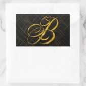 Monogram B Faux Gold Foil Metalys Letter Design Rechthoekige Sticker (Tas)
