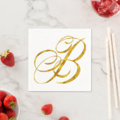 Monogram B Faux Gold Foil Metalys Letter Design Servetten (Insitu)