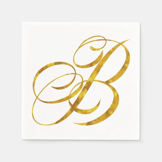 Monogram B Faux Gold Foil Metalys Letter Design Servetten (Voorkant)