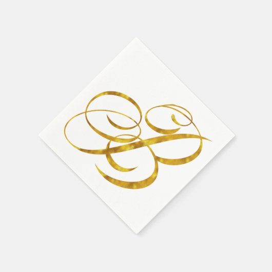 Monogram B Faux Gold Foil Metalys Letter Design Servetten (Hoek)