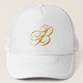 Monogram B Faux Gold Foil Metalys Letter Design Trucker Pet (Voorkant)