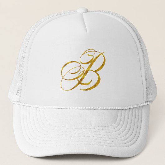Monogram B Faux Gold Foil Metalys Letter Design Trucker Pet (Voorkant)