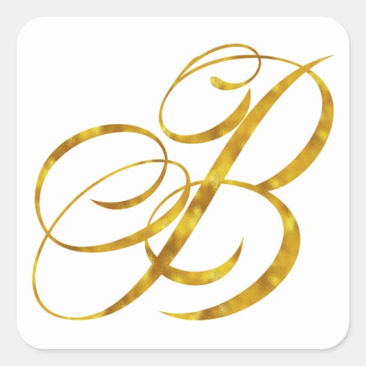 Monogram B Faux Gold Foil Metalys Letter Design Vierkante Sticker (Voorkant)