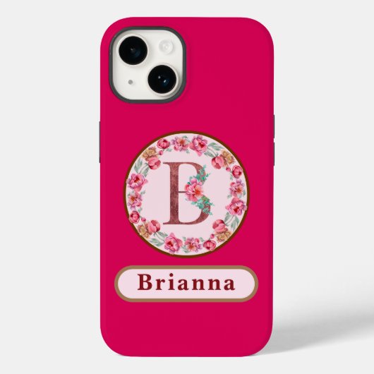  Monogram B Floral Hoesje-Mate iPhone Case (Achterkant)