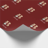 Monogram B,  florale sjabloon, Cadeaupapier (Hoek)