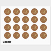 Monogram B goud op bruine achtergrond Ronde Sticker (Vel)