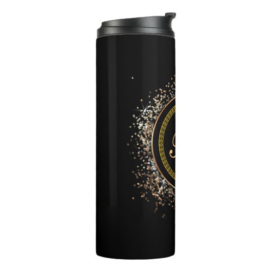 Monogram B goud op zwart Thermosbeker (Gedraaid links)