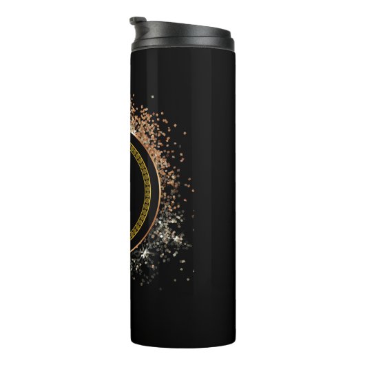 Monogram B goud op zwart Thermosbeker (Geroteerd rechts)