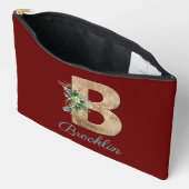 Monogram B houten letter donkerrode bloem Etui (Open)