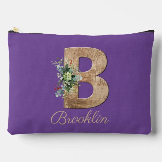 Monogram B houten letter violette bloem Etui (Voorkant)
