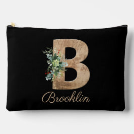 Monogram B houten letter violette bloem zwart Etui