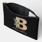 Monogram B houten letter violette bloem zwart Etui (Open)