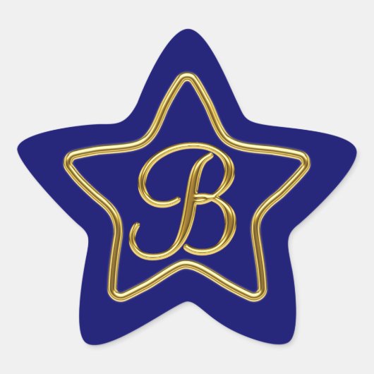 Monogram B in 3D goud Ster Sticker (Voorkant)