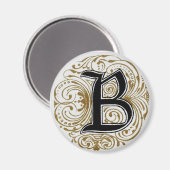 Monogram "B" in goud - Magnet (Voorkant / Achterkant)