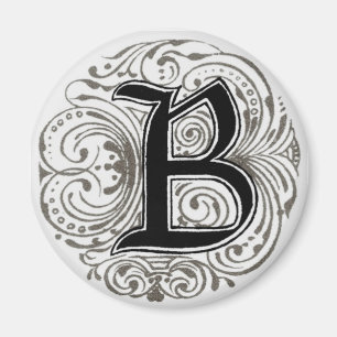 Monogram B in grijs - Magnet