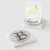  monogram "B" in grijs Stenen Onderzetter (Zijkant)