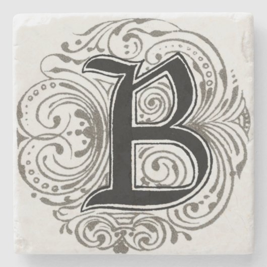  monogram "B" in grijs Stenen Onderzetter (Voorkant)