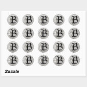 Monogram B in grijs - Zelfklever Ronde Sticker (Vel)