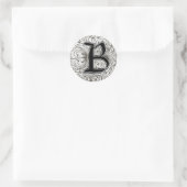 Monogram B in grijs - Zelfklever Ronde Sticker (Tas)