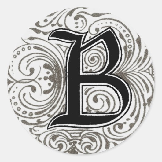 Monogram B in grijs - Zelfklever Ronde Sticker (Voorkant)