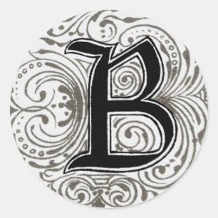Monogram B in grijs - Zelfklever Ronde Sticker