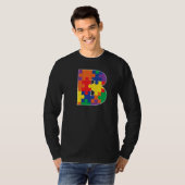 Monogram B in Kleurrijke Puzzelstukken T-shirt (Voorkant volledig)