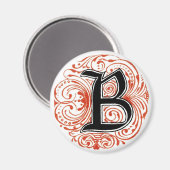 Monogram "B" in rood - Magnet (Voorkant / Achterkant)