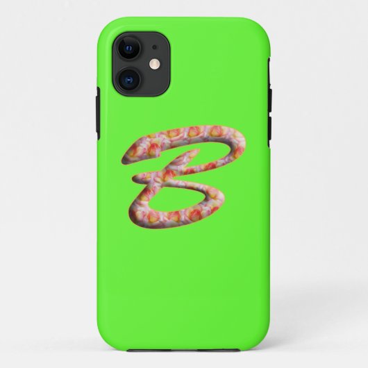 Monogram B in Rozen Patroon Iphone 5 Hoesje (Achterkant)