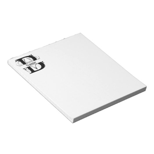 Monogram B Initiaal Briefpapier Notitieblok (Schuin)