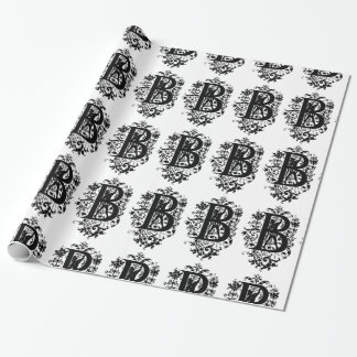 Monogram B Initiaal Zwart-wit Florentijn Cadeaupapier