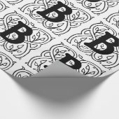 Monogram B Initiaal Zwart-wit Florentijn Cadeaupapier (Hoek)