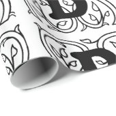 Monogram B Initiaal Zwart-wit Florentijn Cadeaupapier (Rol Hoek)
