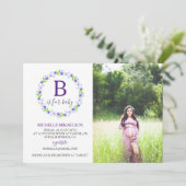 Monogram B is voor Baby shower Foto Kaart (Staand voorkant)
