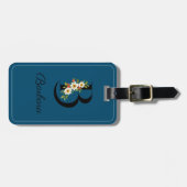 Monogram B kobalt waterverf bloem Bagagelabel (Voorkant horizontaal)