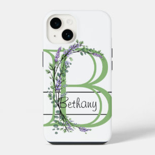 Monogram B Lavendel Eucalyptus iPhone 14 Hoesje
