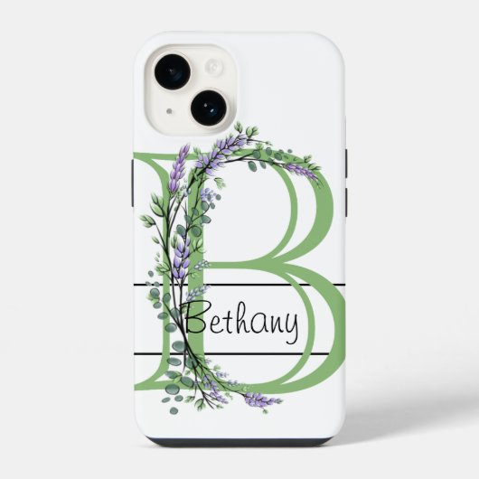 Monogram B Lavendel Eucalyptus  iPhone Hoesje (Achterkant)