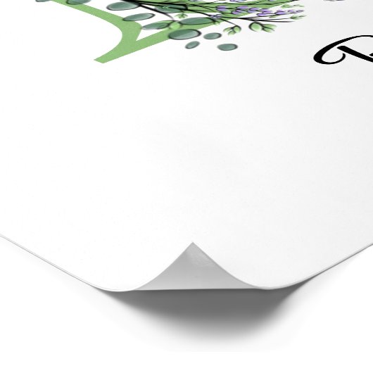 Monogram B Lavendel Eucalyptus kinderkamer Poster (Hoek)