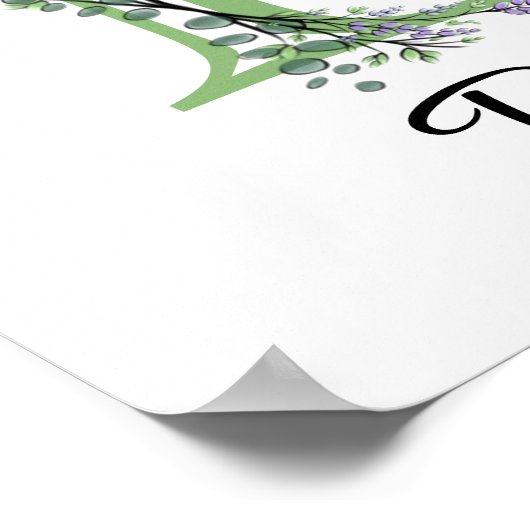 Monogram B Lavendel Eucalyptus kinderkamer  Poster (Hoek)