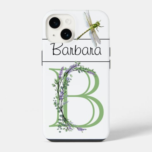 Monogram B, Lavendel Eucalyptus, libel iPhone Hoesje (Achterkant)