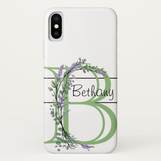 Monogram B lavender Eucalyptus Case-Mate iPhone Case (Achterkant)