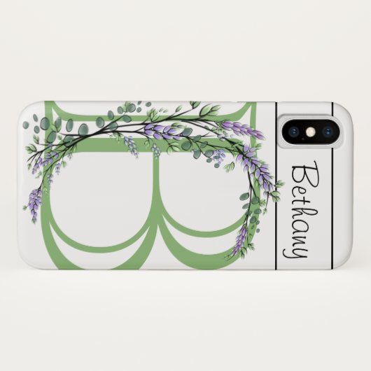 Monogram B lavender Eucalyptus Case-Mate iPhone Case (Achterkant (horizontaal))