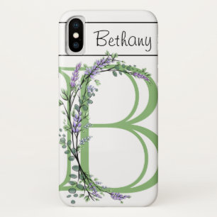Monogram B lavender Eucalyptus Case-Mate iPhone Case