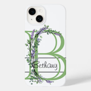 Monogram B lavender Eucalyptus Case-Mate iPhone 14 Hoesje