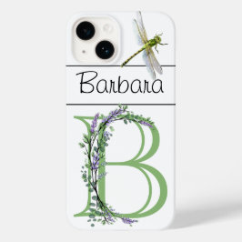 Monogram B, lavender Eucalyptus, dragonfly Case-Mate iPhone 14 Hoesje