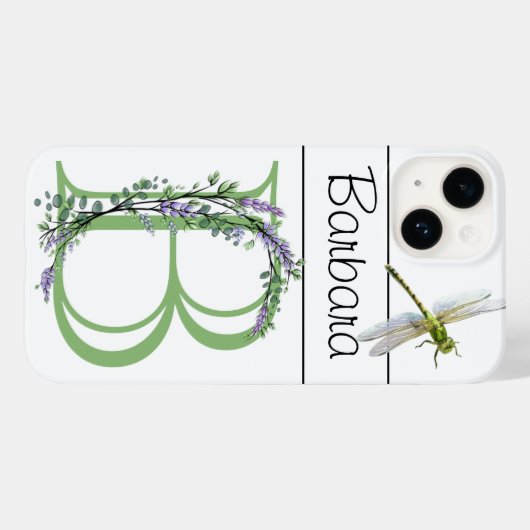 Monogram B, lavender Eucalyptus, dragonfly Case-Mate iPhone Case (Achterkant (horizontaal))