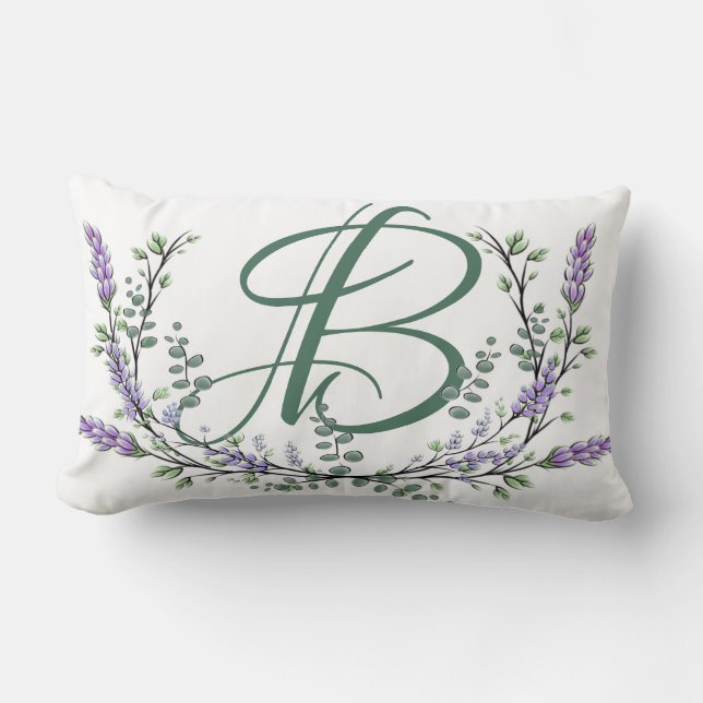 Monogram B lavender Eucalyptus Kussen (Voorkant)